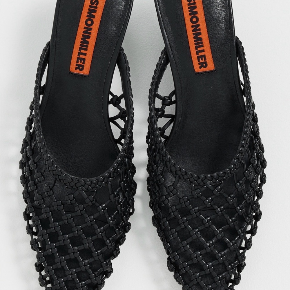 Simon Miller Black Woven Heeled Mules - Picture 2 of 4